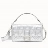 Fendi Baguette Large Bag In Silver Lambskin With FF Motif 680