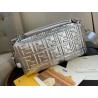 Fendi Baguette Large Bag In Silver Lambskin With FF Motif 680