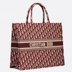 Dior Book Tote Bag In Bordeaux Oblique Canvas 839