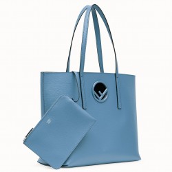 Fendi Blue Leather Logo Shopper Bag 740