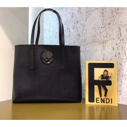 Fendi Black Leather Logo Shopper Bag 764