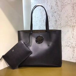 Fendi Black Leather Logo Shopper Bag 764