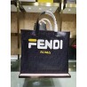 Fendi Black Glazed Fabric Shopper White Logo Bag 987