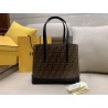 Fendi Logo Shopper Bag In Glazed Fabric With Black Leather 031