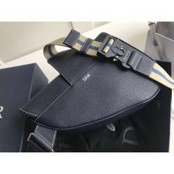 Dior Men's Saddle Belt Bag In Navy Grained Calfskin 877