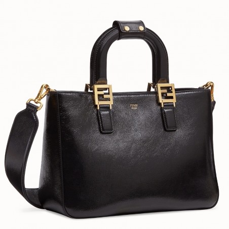 Fendi FF Tote Small Bag In Black Calfskin 755