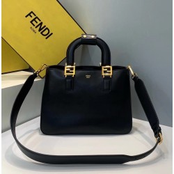 Fendi FF Tote Small Bag In Black Calfskin 755