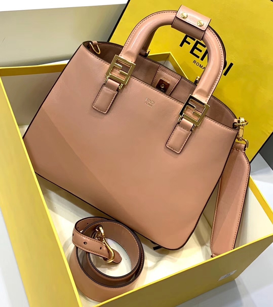 Fendi FF Tote Small Bag In Pink Calfskin 769