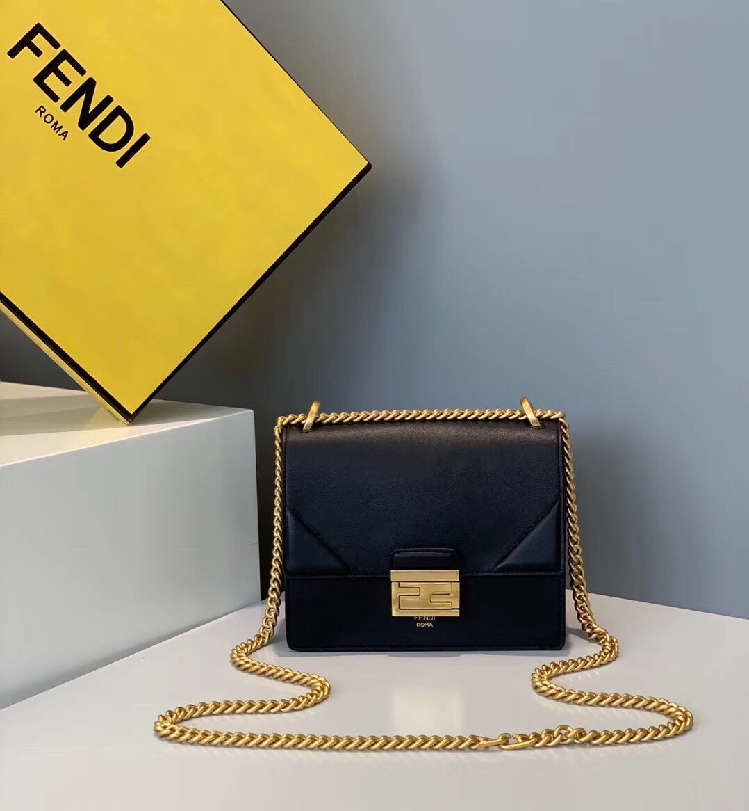 Fendi Small Kan U Bag In Black Calfskin 866