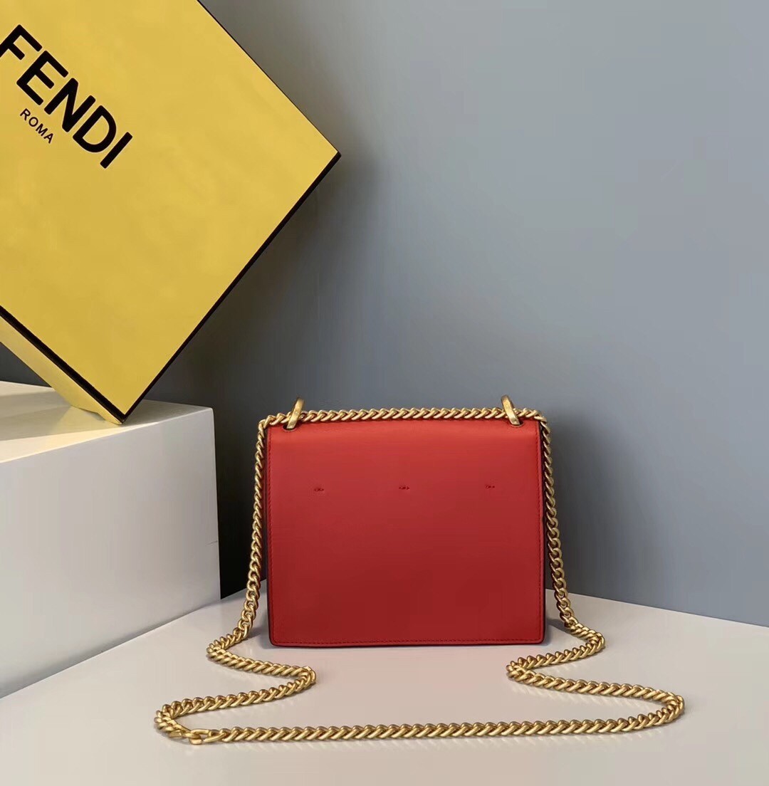 Fendi Small Kan U Bag In Red Calfskin 444