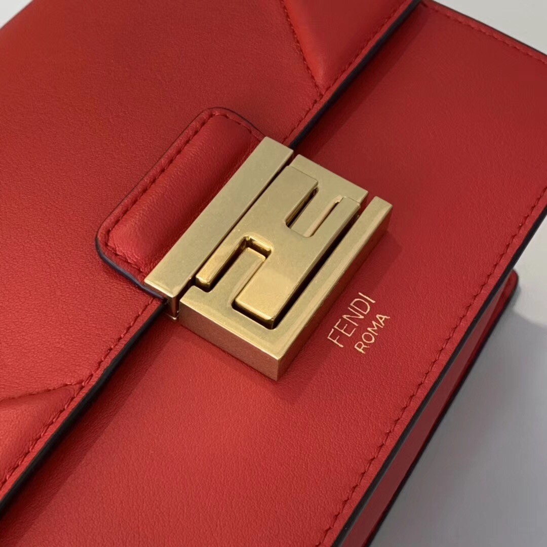 Fendi Small Kan U Bag In Red Calfskin 444