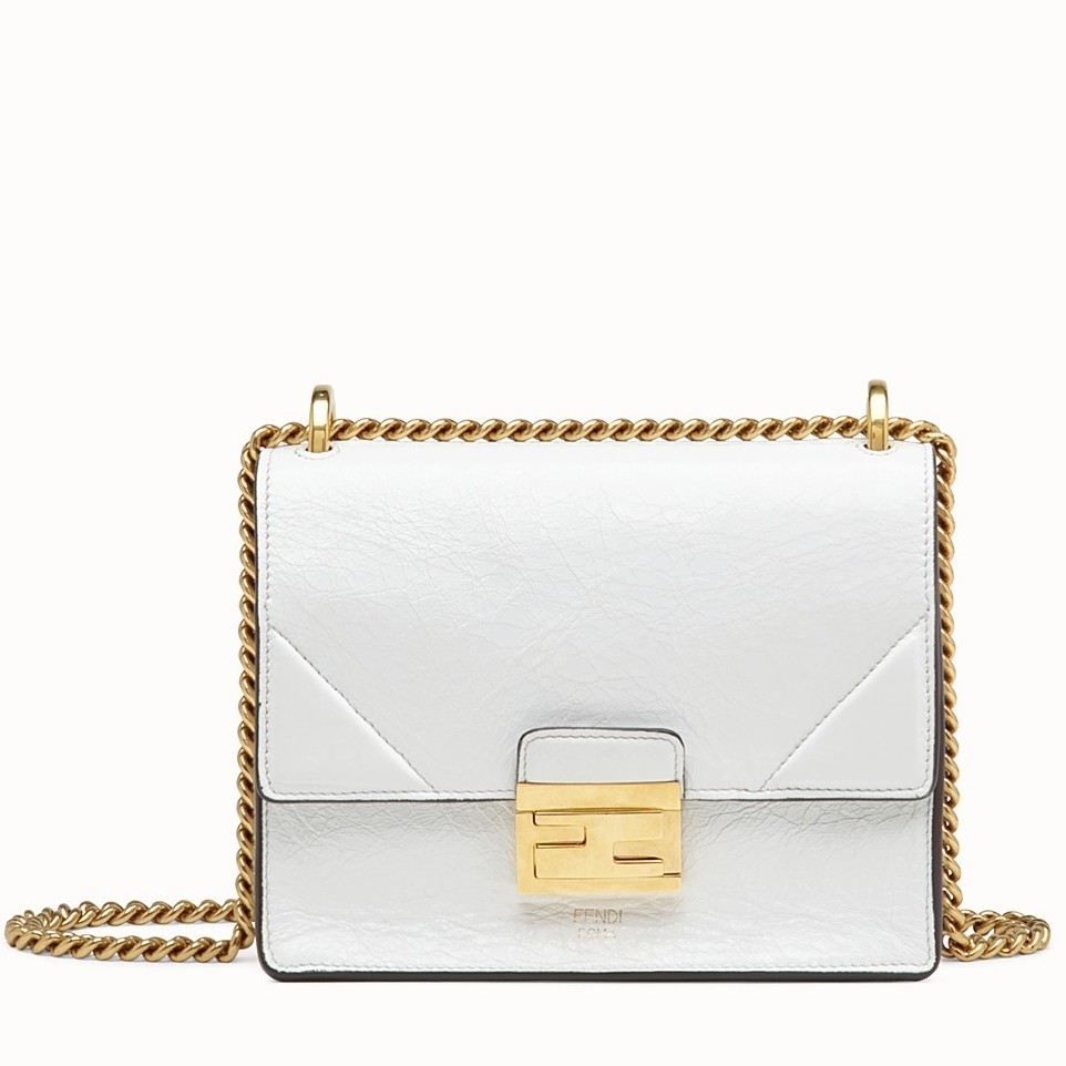 Fendi Small Kan U Bag In White Glossy Lambskin 585