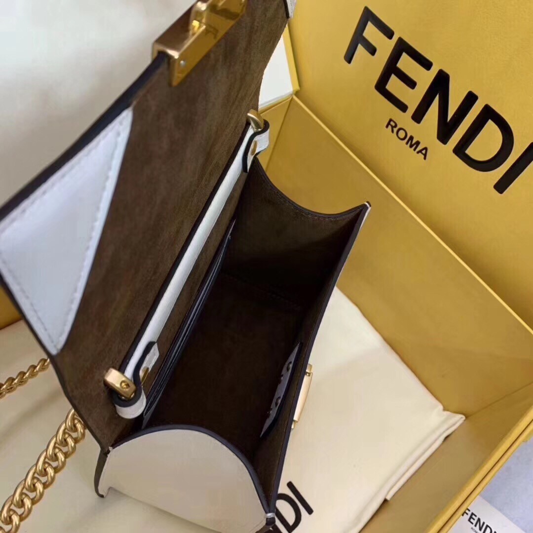 Fendi Small Kan U Bag In White Glossy Lambskin 585