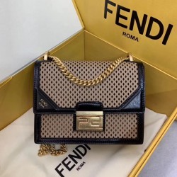 Fendi Small Kan U Bag In Beige Perforated Calf Leather 602