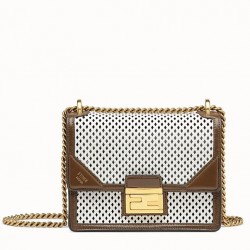 Fendi Small Kan U Bag In White Perforated Calf Leather 613