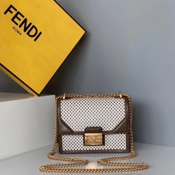 Fendi Small Kan U Bag In White Perforated Calf Leather 613