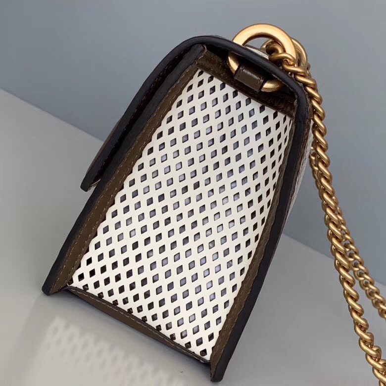 Fendi Small Kan U Bag In White Perforated Calf Leather 613