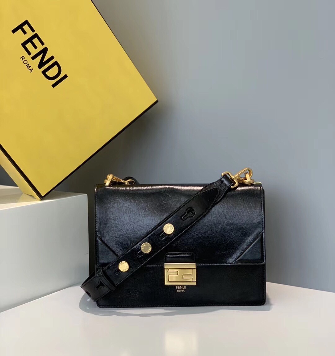 Fendi Kan U Bag In Black Glossy Lambskin 051