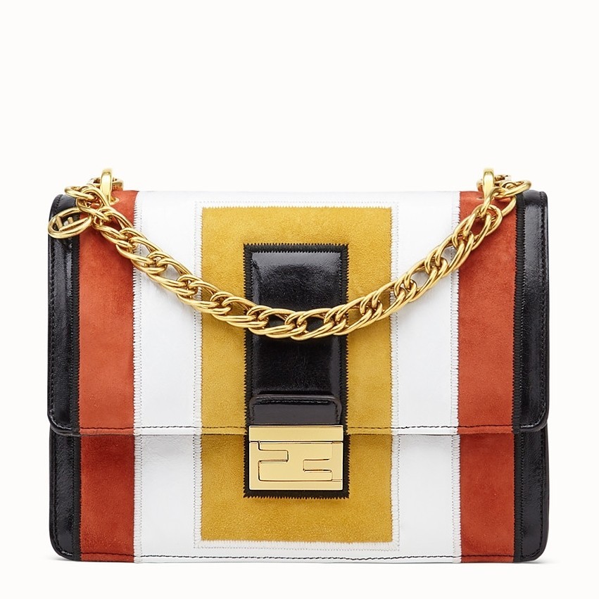 Fendi Kan U Bag In Multicolor Leather and Suede 070