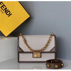 Fendi Kan U Bag In White Perforated Calf Leather 108