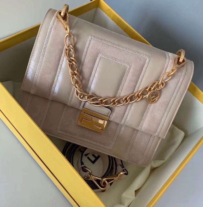 Fendi Kan U Bag In Beige Leather and Suede 128