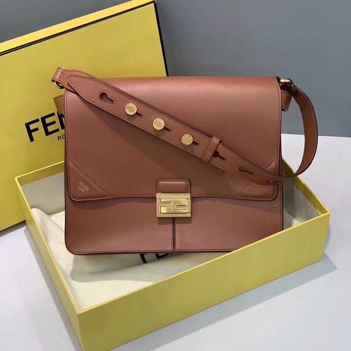 Fendi Large Kan U Bag In Brick Red Calfskin 542