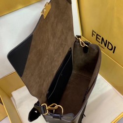 Fendi Large Kan U Bag In Black Glossy Lambskin 135