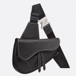 Dior Men's Saddle Belt Bag In Black Grained Calfskin 898