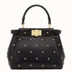 Fendi Peekaboo XS Bag With Star Studs In Black Nappa Leather  741