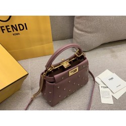 Fendi Peekaboo XS Bag With Star Studs In Black Nappa Leather  903