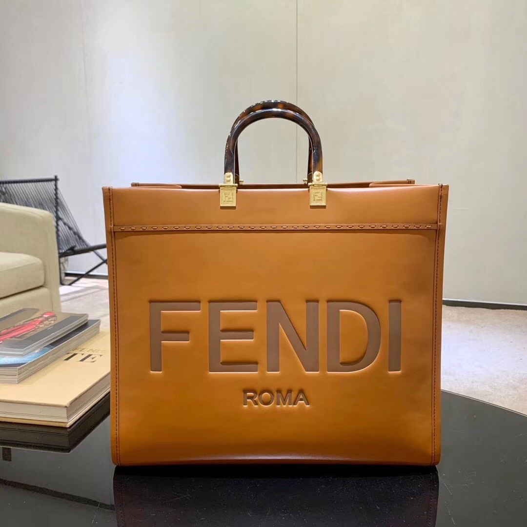 Fendi Sunshine Shopper Bag In Brown Calfskin 967