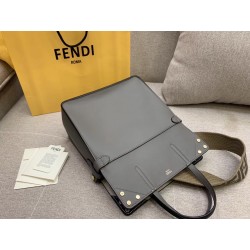 Fendi Regular Flip Tote Bag In Grey Calfskin 020