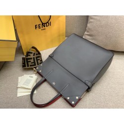 Fendi Large Flip Tote Bag In Grey Calfskin 272