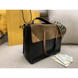 Fendi Large Flip Tote Bag In Black Calfskin 285