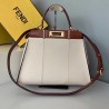 Fendi Peekaboo Medium White Bag With Tan Handle 298