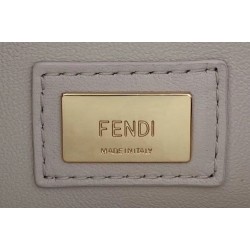 Fendi Peekaboo Medium White Bag With Tan Handle 298