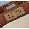 Fendi Peekaboo Medium White Bag With Tan Handle 298