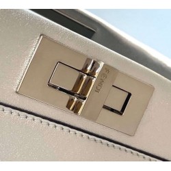 Fendi Peekaboo Medium Bag In Silver Metallic Lambskin 265