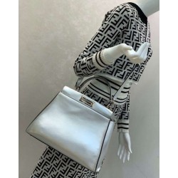 Fendi Peekaboo Medium Bag In Silver Metallic Lambskin 265