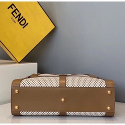 Fendi Peekaboo Medium Bag In White Perforated Calf Leather 530