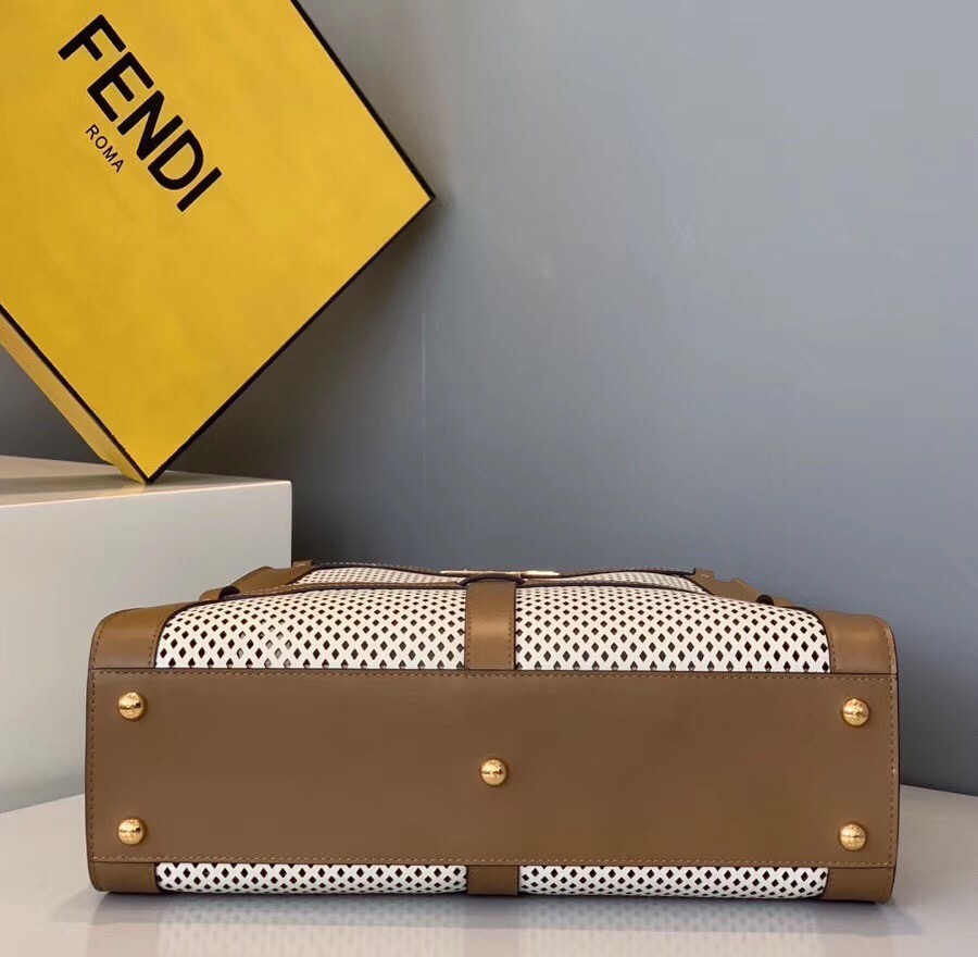 Fendi Peekaboo Medium Bag In White Perforated Calf Leather 530