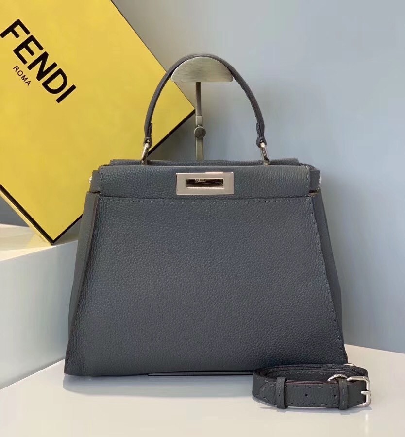 Fendi Selleria Peekaboo Medium Bag In Grey Roman Leather 549