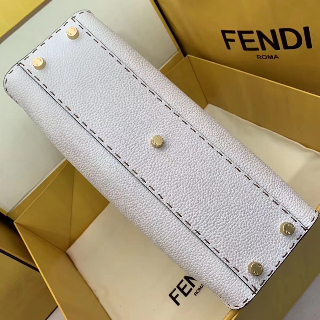 Fendi Selleria Peekaboo Medium Bag In White Roman Leather 587