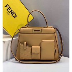 Fendi Peekaboo Pocket Medium Bag In Beige Calfskin 630