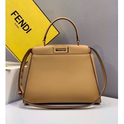 Fendi Peekaboo Pocket Medium Bag In Beige Calfskin 630