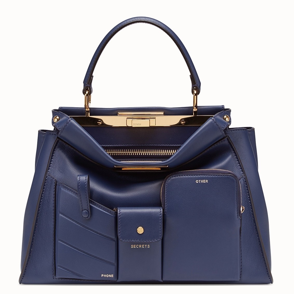 Fendi Peekaboo Pocket Medium Bag In Blue Calfskin 650