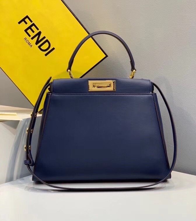 Fendi Peekaboo Pocket Medium Bag In Blue Calfskin 650