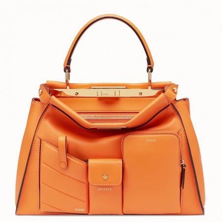 Fendi Peekaboo Pocket Medium Bag In Orange Calfskin 203