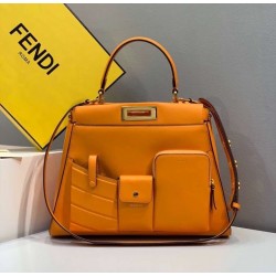 Fendi Peekaboo Pocket Medium Bag In Orange Calfskin 203