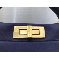 Fendi Blue Peekaboo Medium Bag With Pequin Motif 280